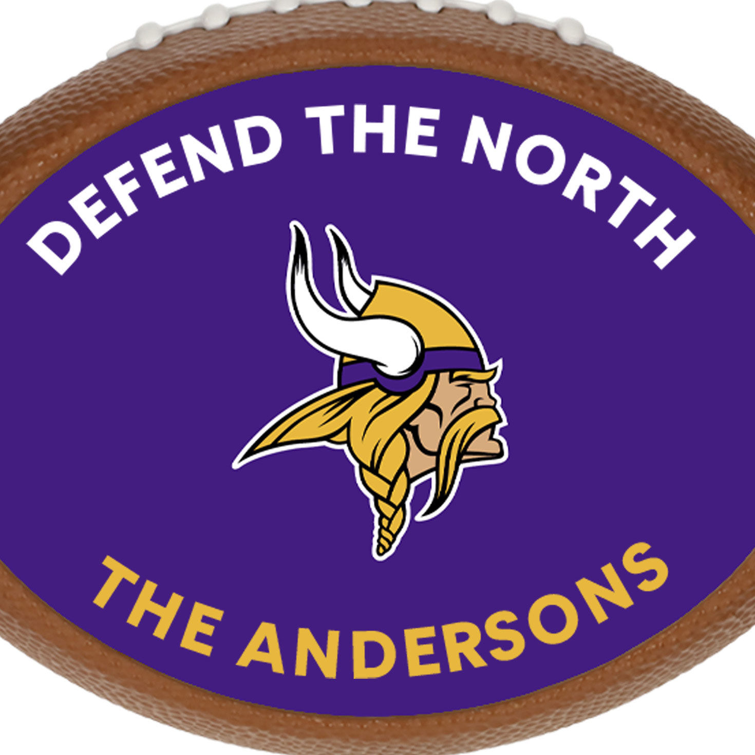 Vikings Football Personalized Text Ornament upclose view image number 5