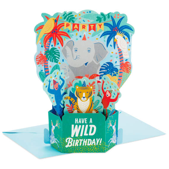 Wild Animal Party Boxed Pop-Up Birthday Cards, Pack of 8