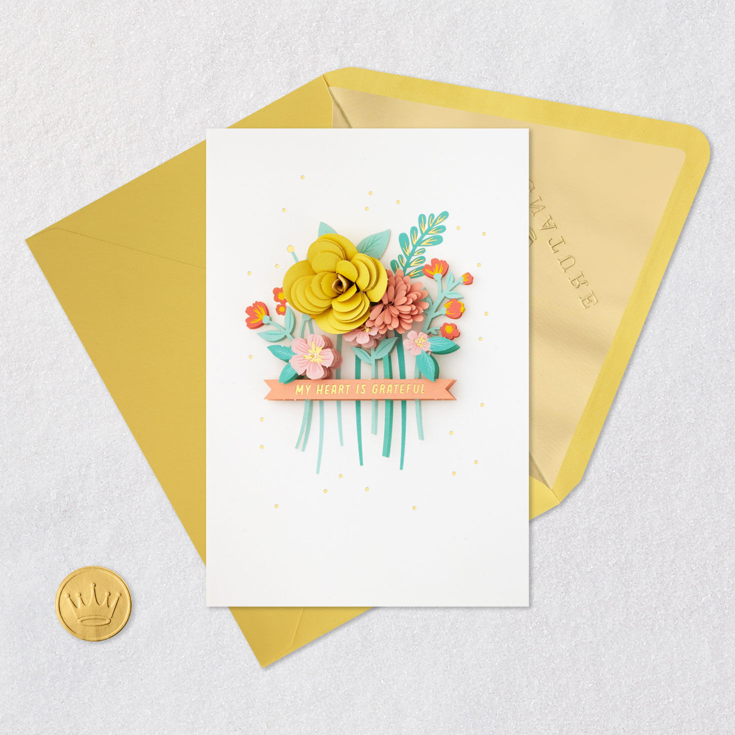 Pink, Yellow and Peach Flowers Thank You Card Signing card image number 5
