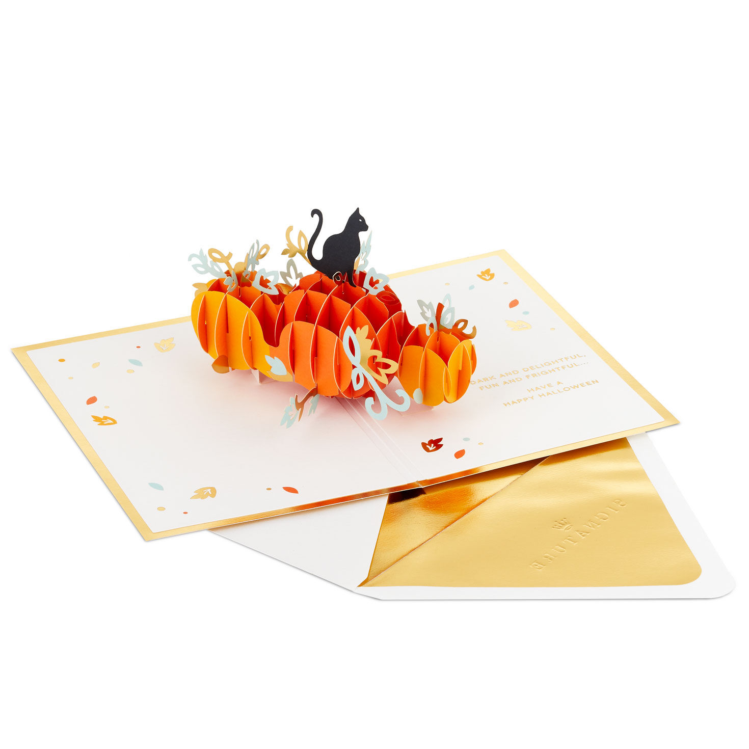 Black Cat on Pumpkin Pop-Up Halloween Card Pop-up Card with Envelope image number 2