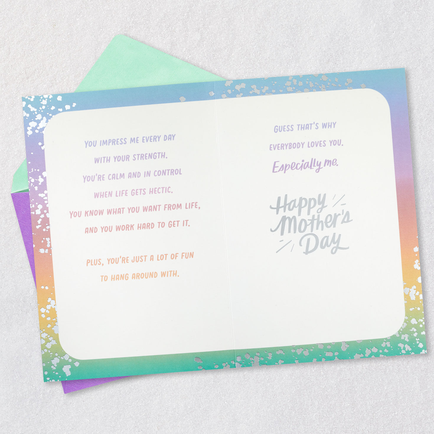Lettering and Sparkly Gems Wife Mother's Day Card Open card with envelope image number 4