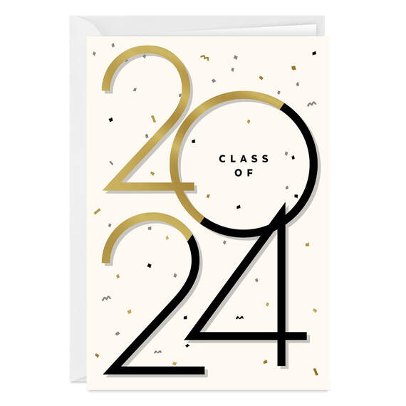 2024 Gold and Black Folded Graduation Photo Card, , large image number 1