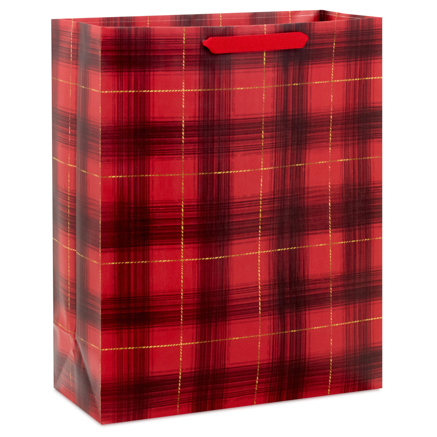 15.5" Red and Black Plaid Extra-Large Holiday Gift Bag for only USD 5.49 | Hallmark