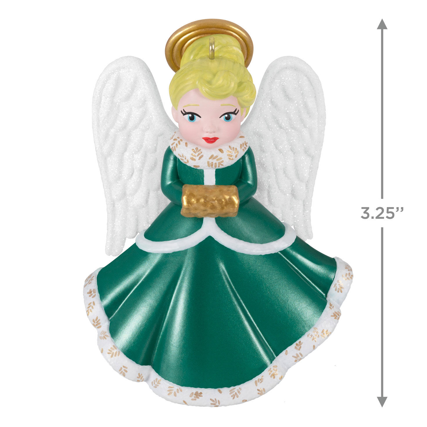 Angel in Green Dress With Muff Keepsake Ornament measurement image number 3