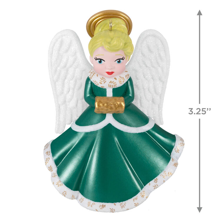 Angel in Green Dress With Muff Keepsake Ornament measurement image number 3