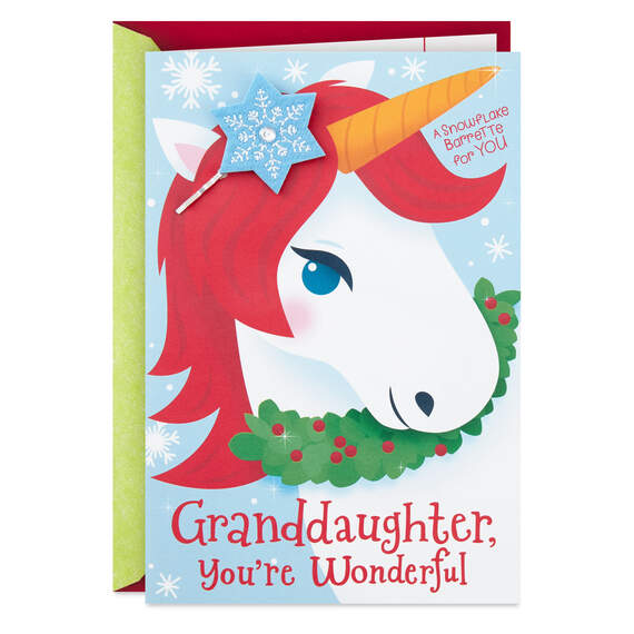 Wonderful Granddaughter Christmas Card With Barrette, , large image number 1