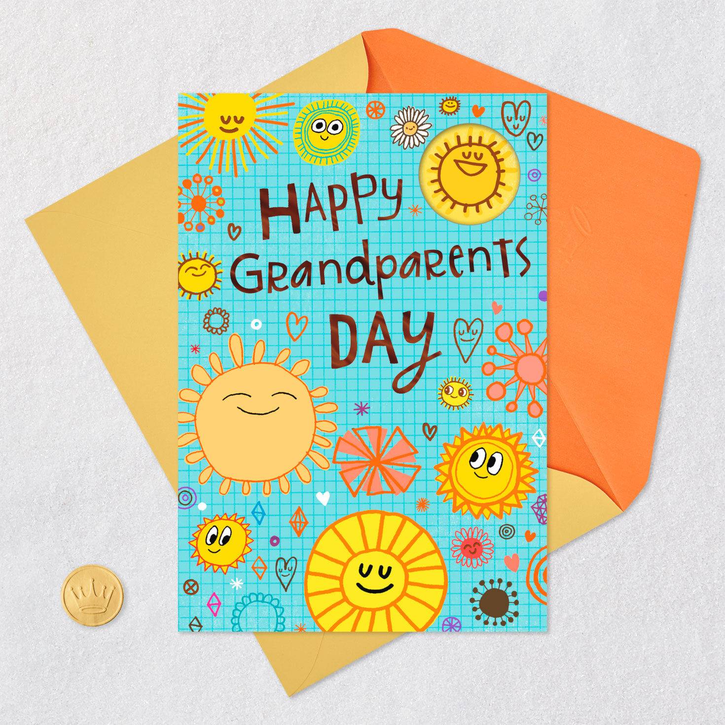 Sunny Smiles Grandparents Day Card Card Front with Envelope and Gold Seal image number 5
