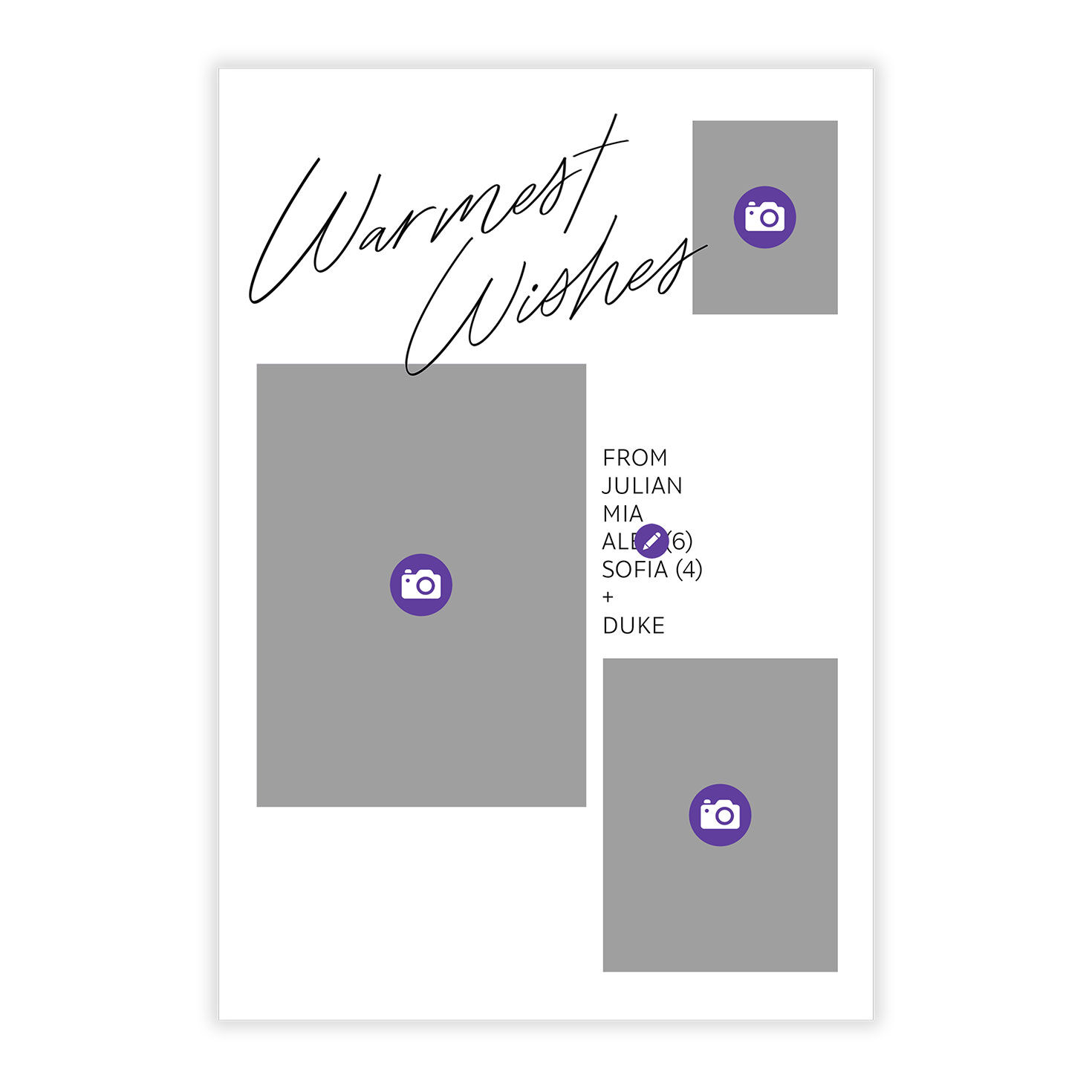 Warmest Wishes Personalized Holiday Photo Card Card Front indicating personalization image number 5