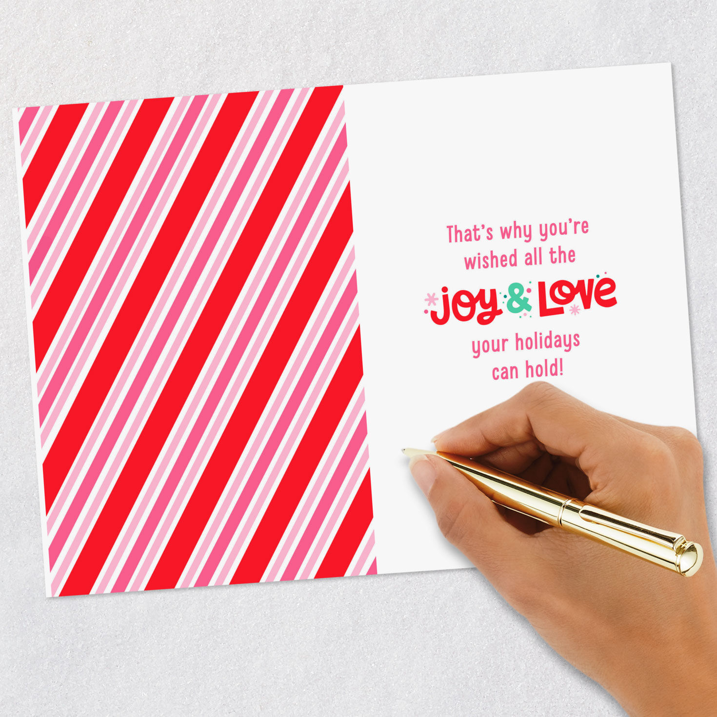 Pink and Teal Lettering Christmas Card for Niece Signing card image number 6