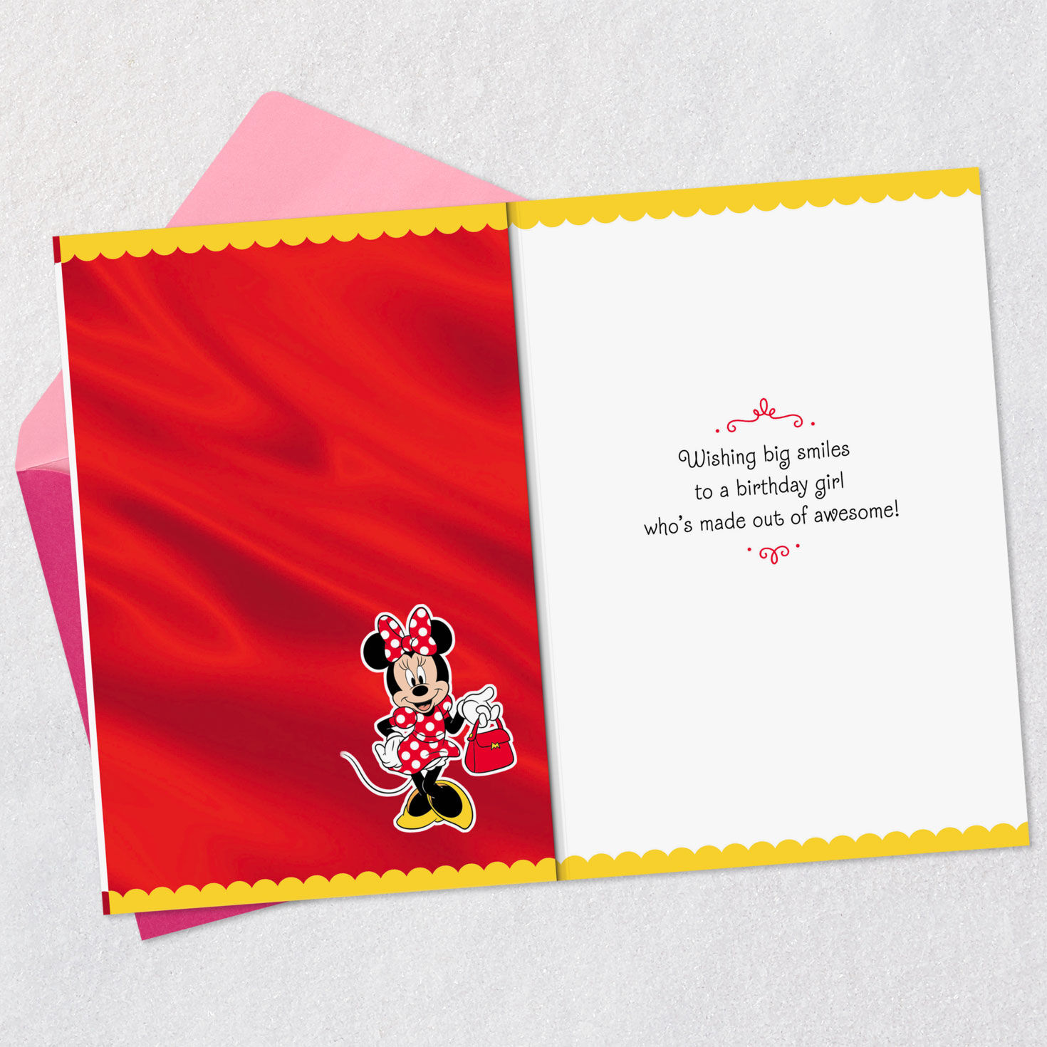 Disney Minnie Mouse Cupcake Girls Birthday Card Open card with envelope image number 3