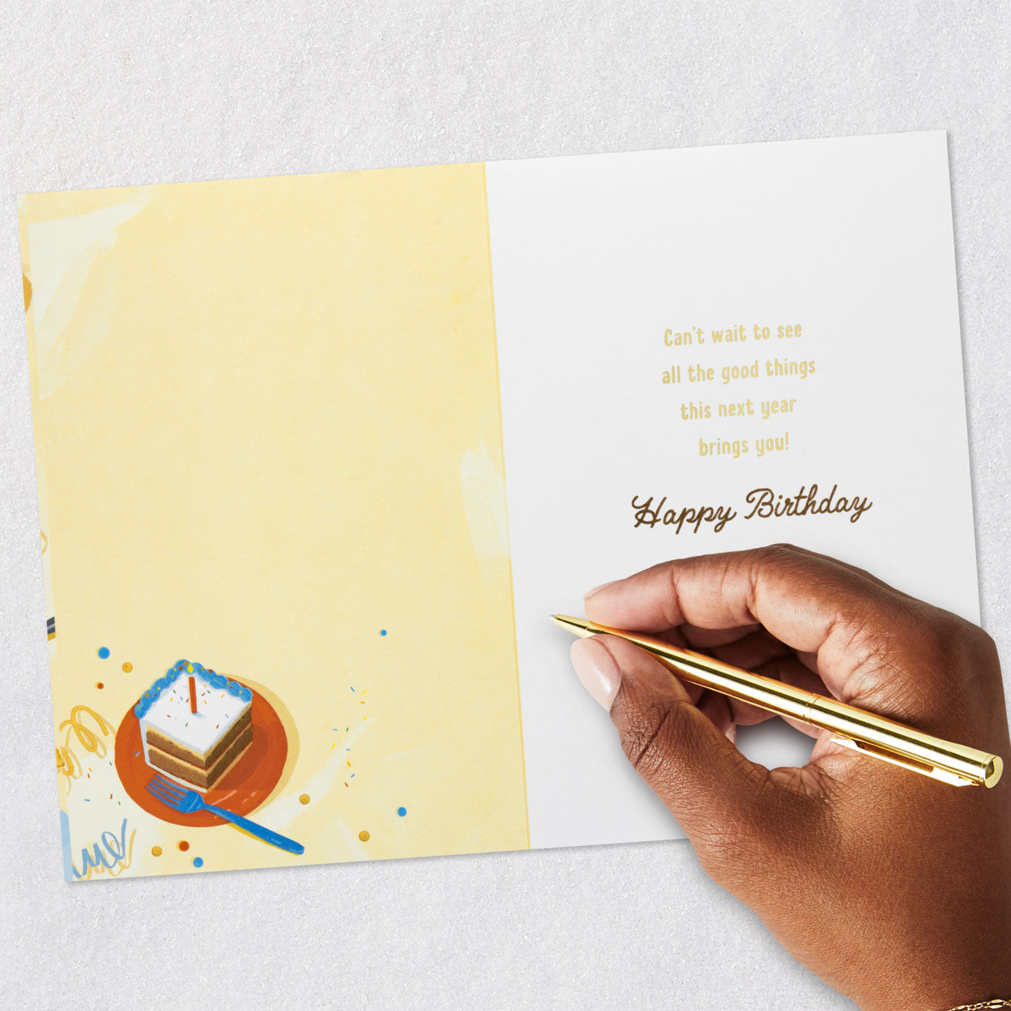 Sheet Cake on Yellow Grandson Birthday Card Signing card image number 6