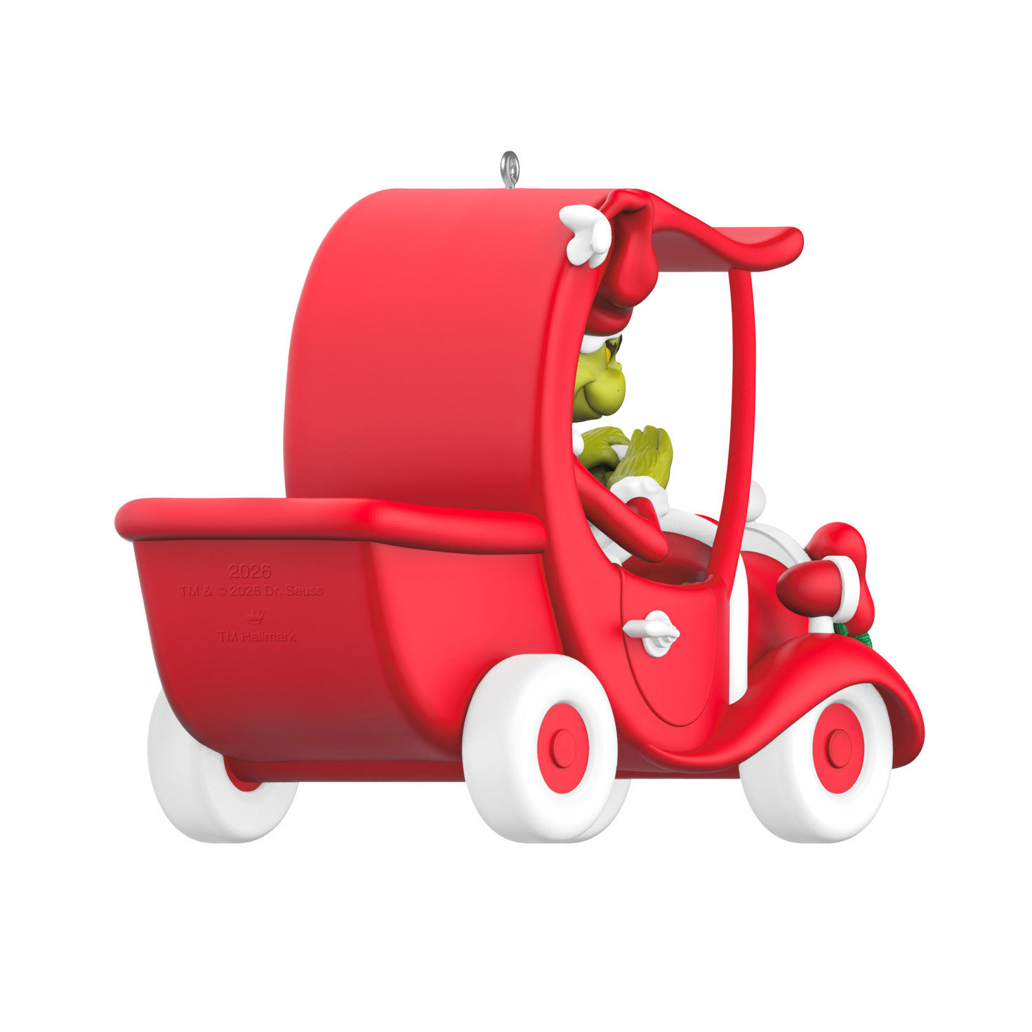 Grinch in Red Car Keepsake Ornament Back image number 6