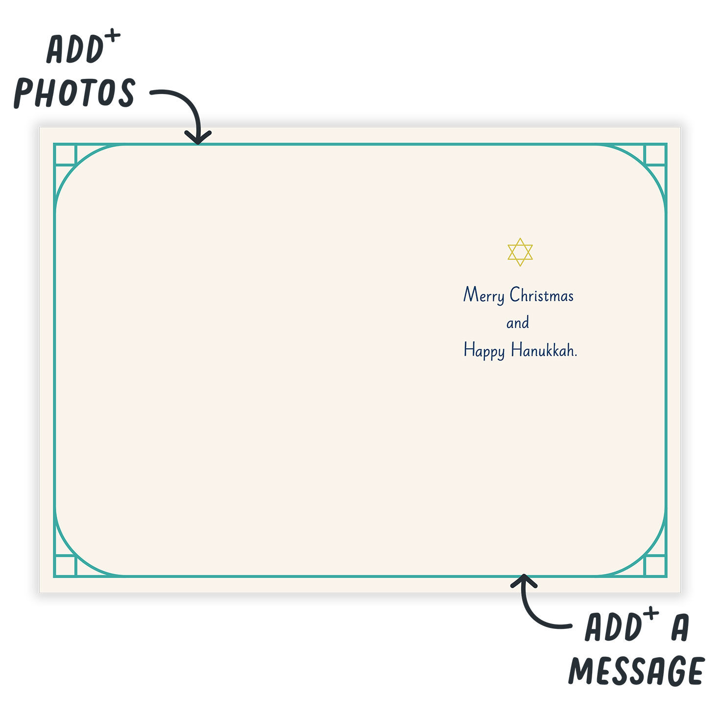 Menorah and Tree Personalized Hanukkah Card Open Card indicating personalization image number 3