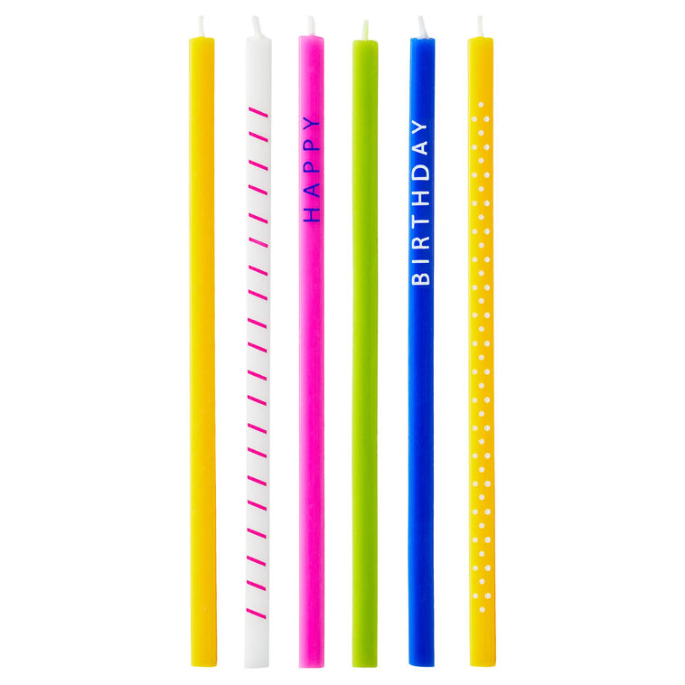 Colorful Square Birthday Candles, Pack of 6