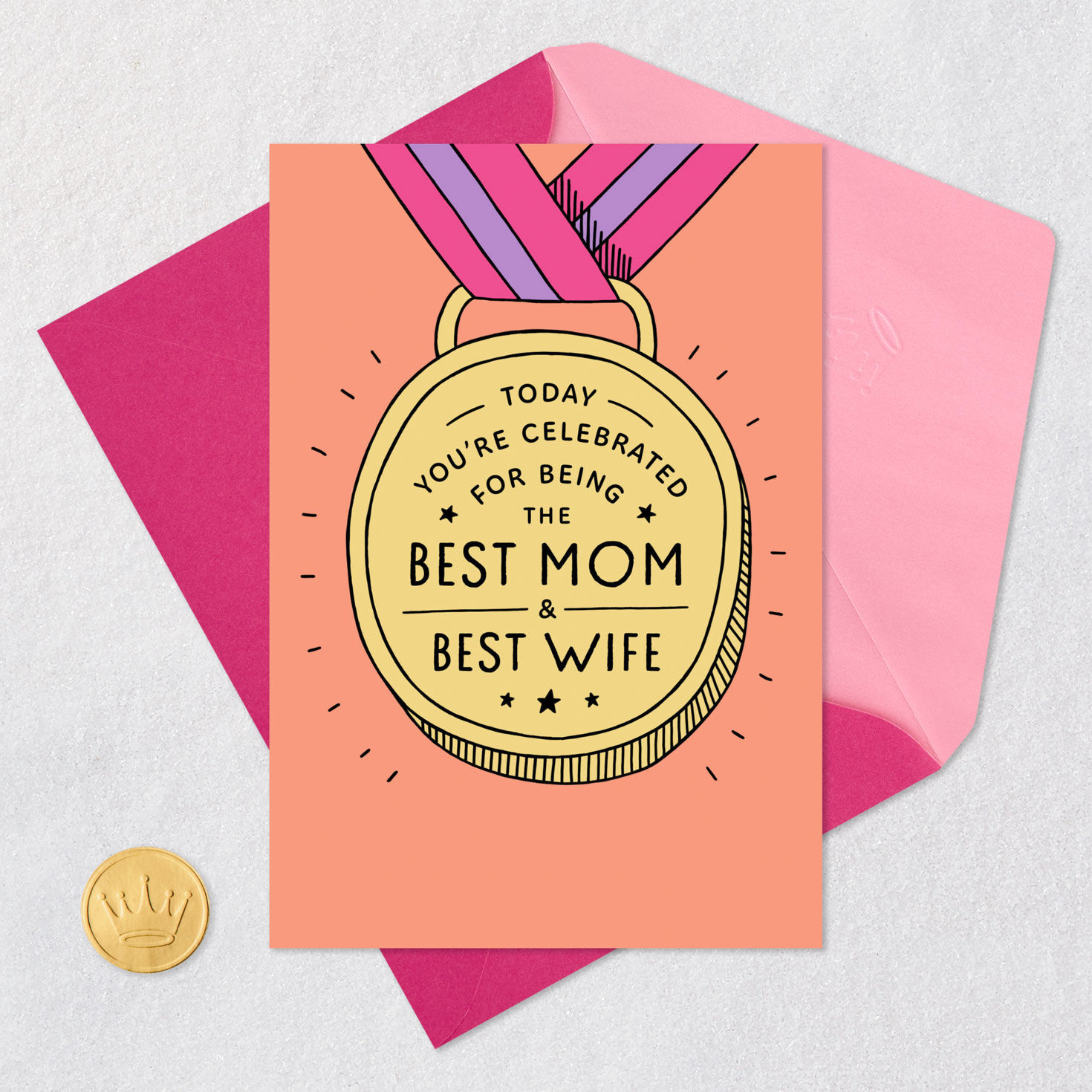 Hottest Mom Award Funny Mother's Day Card for Wife Card Front with Envelope and Gold Seal image number 5
