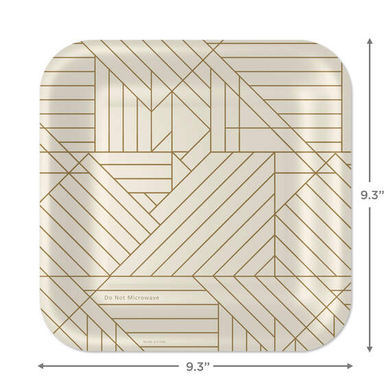 Gold Geometric on Ivory Square Dinner Plates, Set of 8, , large image number 3