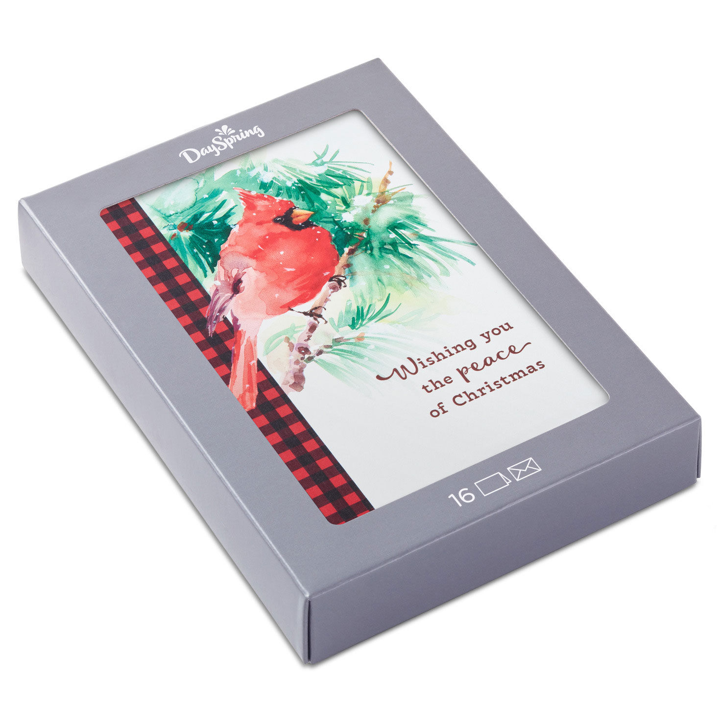Cardinal on Pine Branch Religious Boxed Christmas Cards, Pack of 16