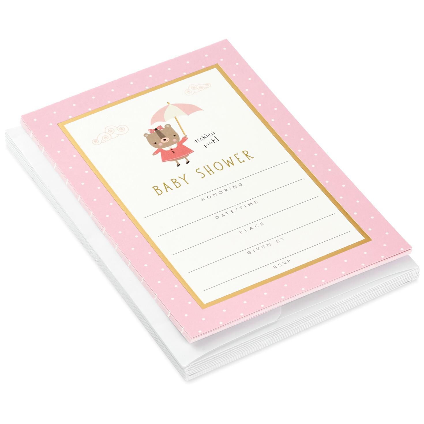 Tickled Pink Baby Shower Invitations, Pack of 10 Invitations Hallmark