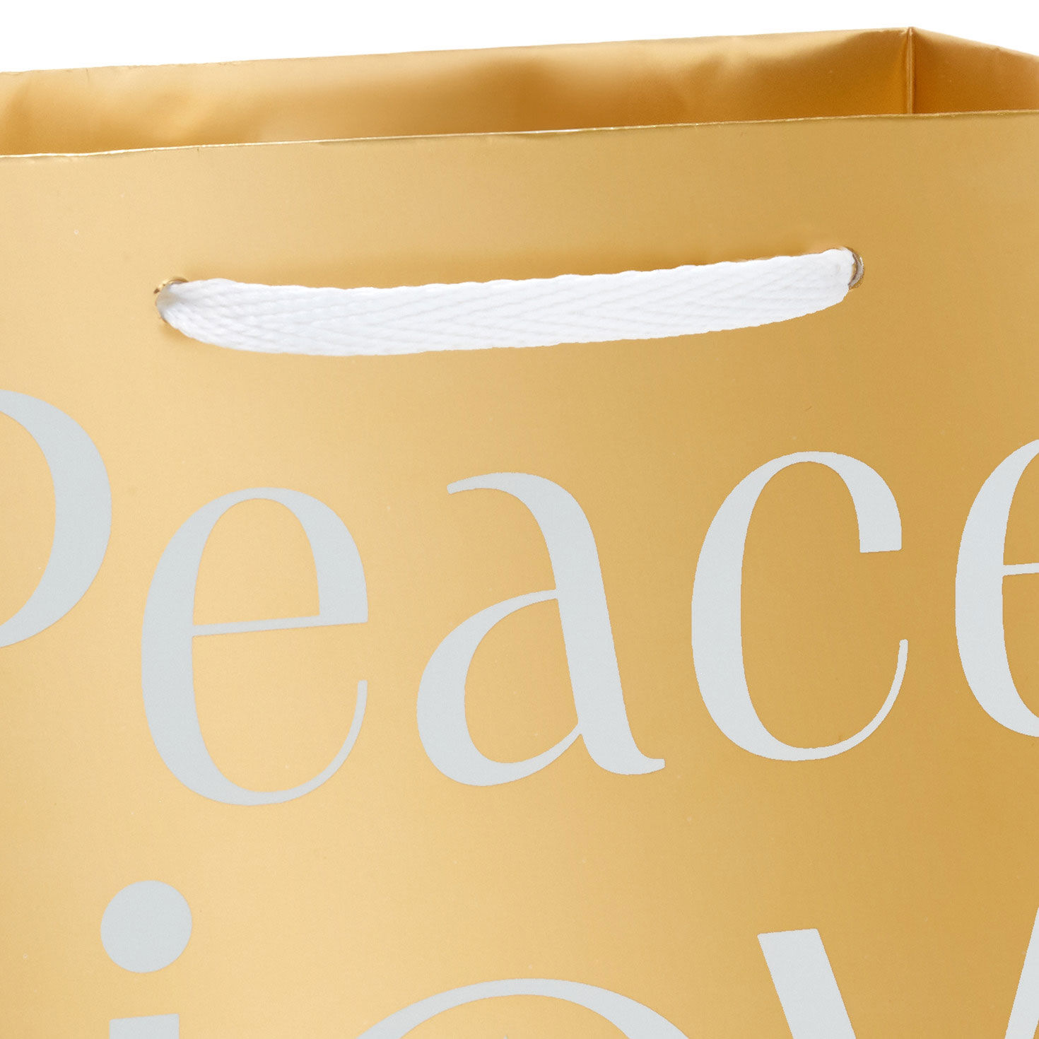Peace and Joy Small Holiday Gift Bag Handle Detail image number 4