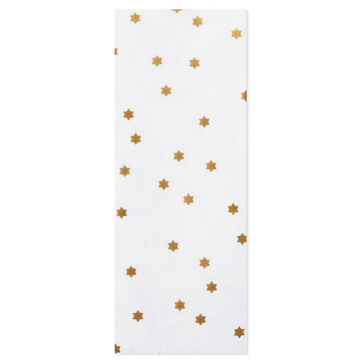 Gold Stars of David on White Tissue Paper, 6 sheets, 