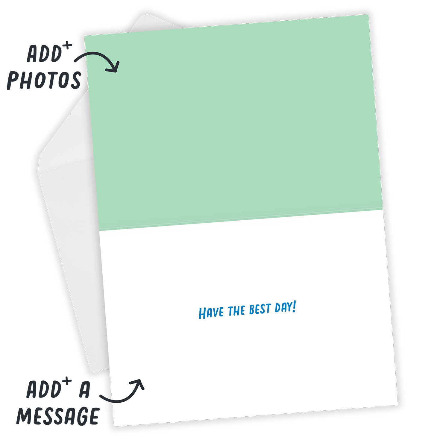 Bubble Letters Ripples Personalized Birthday Card Open Card with Envelope indicating personalization image number 3