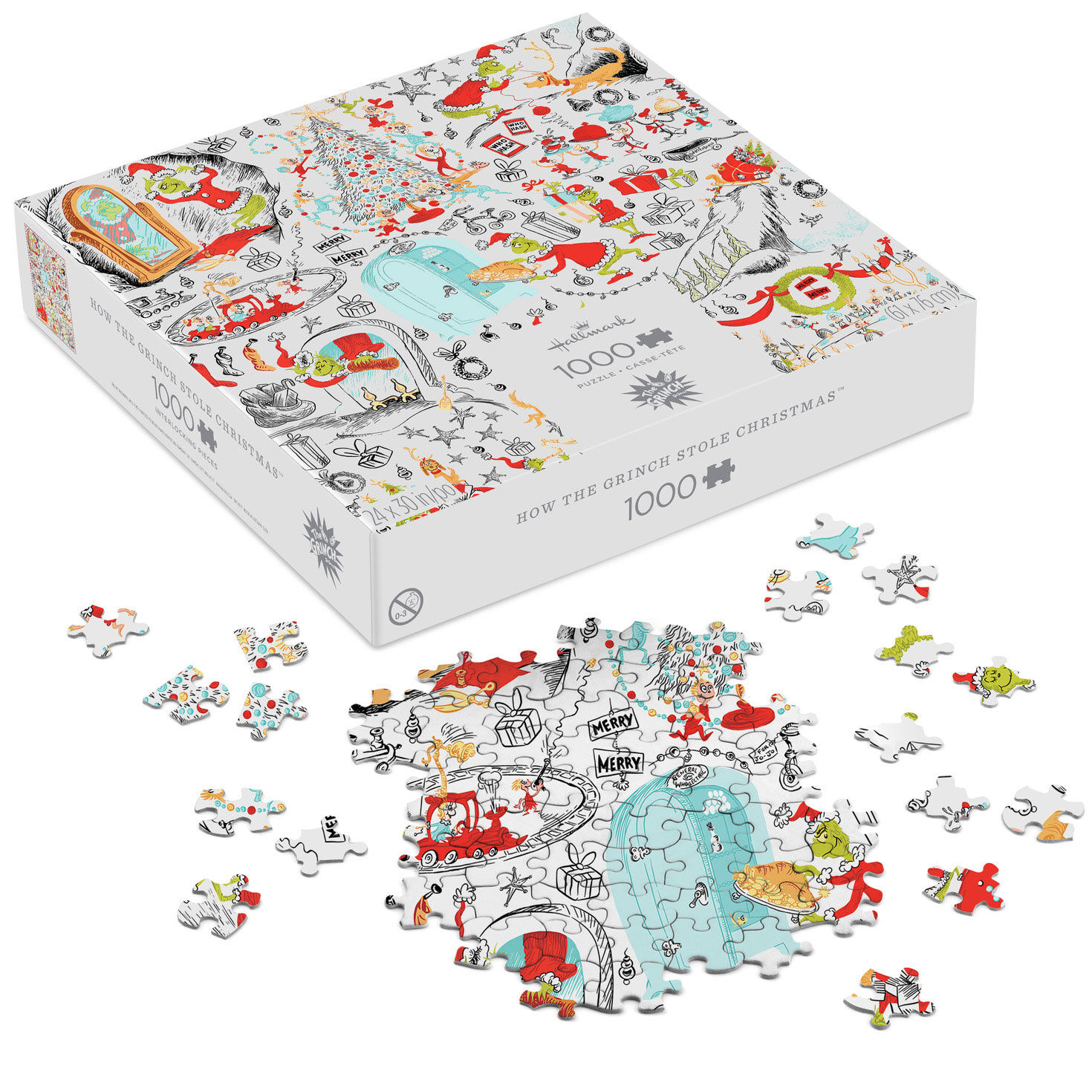 Grinch Stole Christmas Jigsaw Puzzle front with puzzle pieces image number 2
