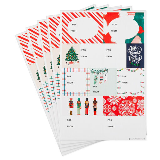 Assorted Whimsical Christmas Gift Tag Stickers, Pack of 45, 
