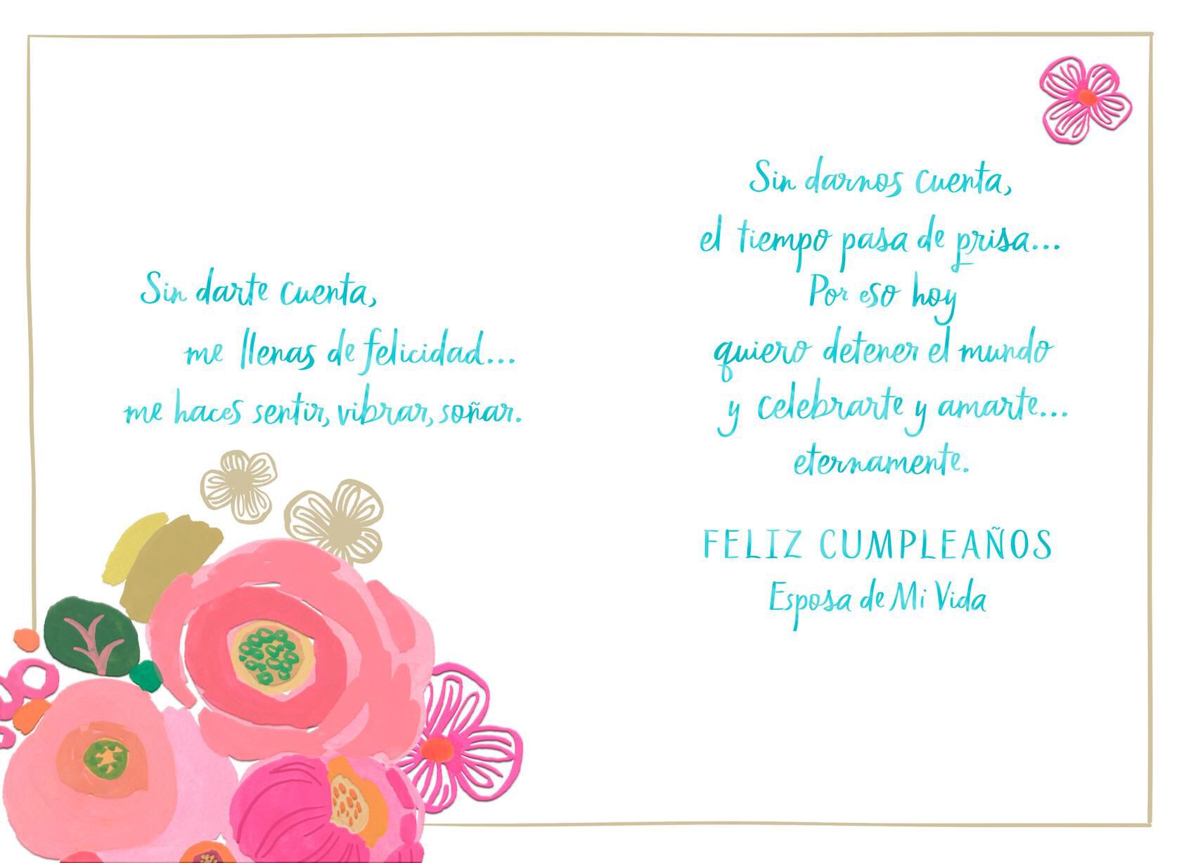 Flowers for My Wife Spanish Language Birthday Card Greeting Cards