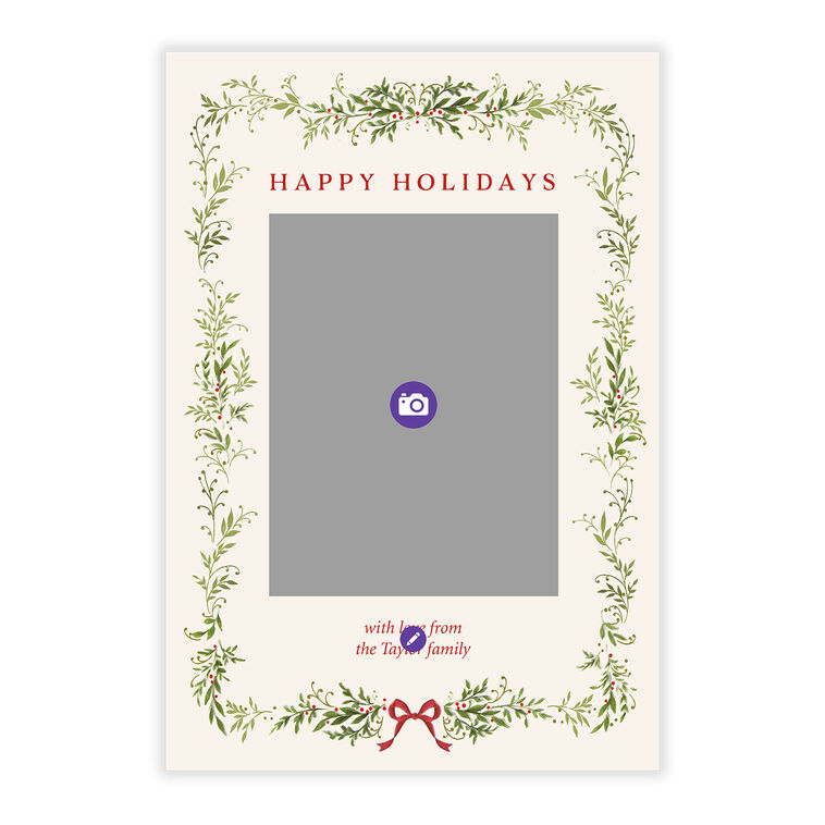 Garland Border Personalized Holiday Photo Card Card Front indicating personalization image number 5