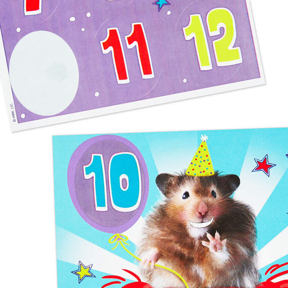 Tooting Hamster Customizable Kids Funny Birthday Card With Age Stickers, , large image number 6