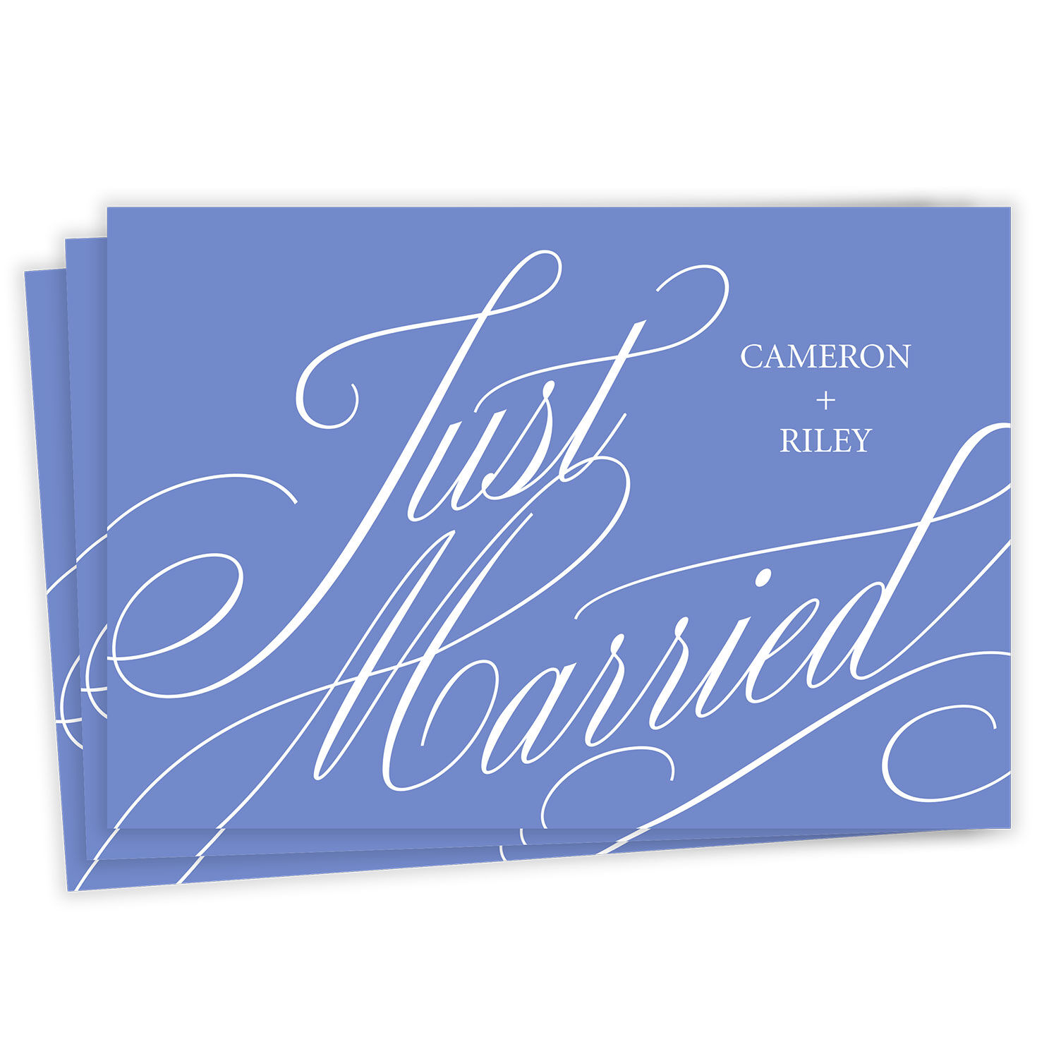 Elegant Blue Calligraphy Flat Wedding Announcement