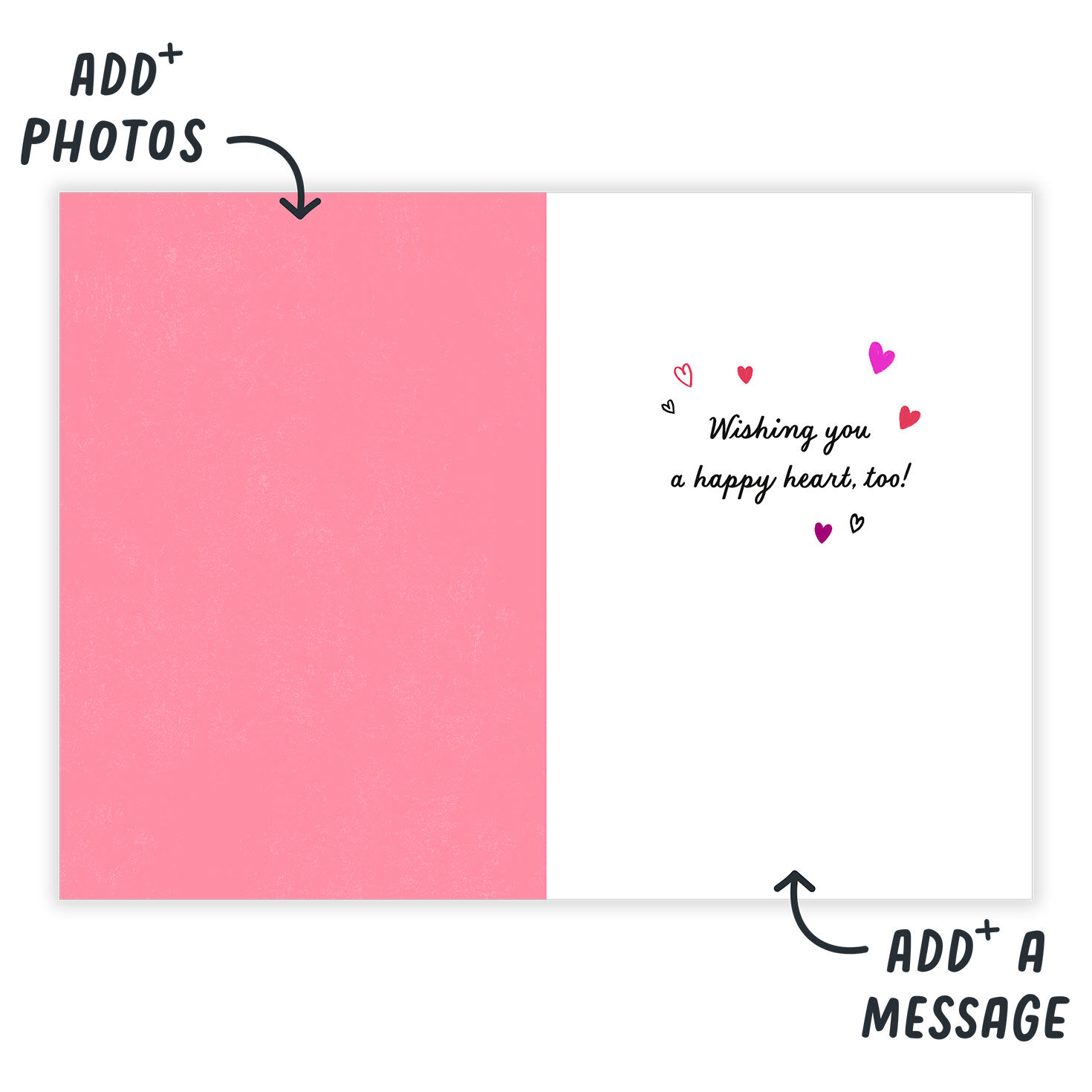 Heart Letters Mailbox Personalized Valentine's Day Card Open Card indicating personalization image number 3