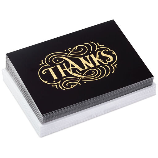 Gold Scroll Lettering Blank Thank-You Notes, Pack of 20, 