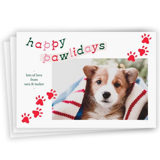 Fun Pawlidays Pet Flat Holiday Photo Card, 
