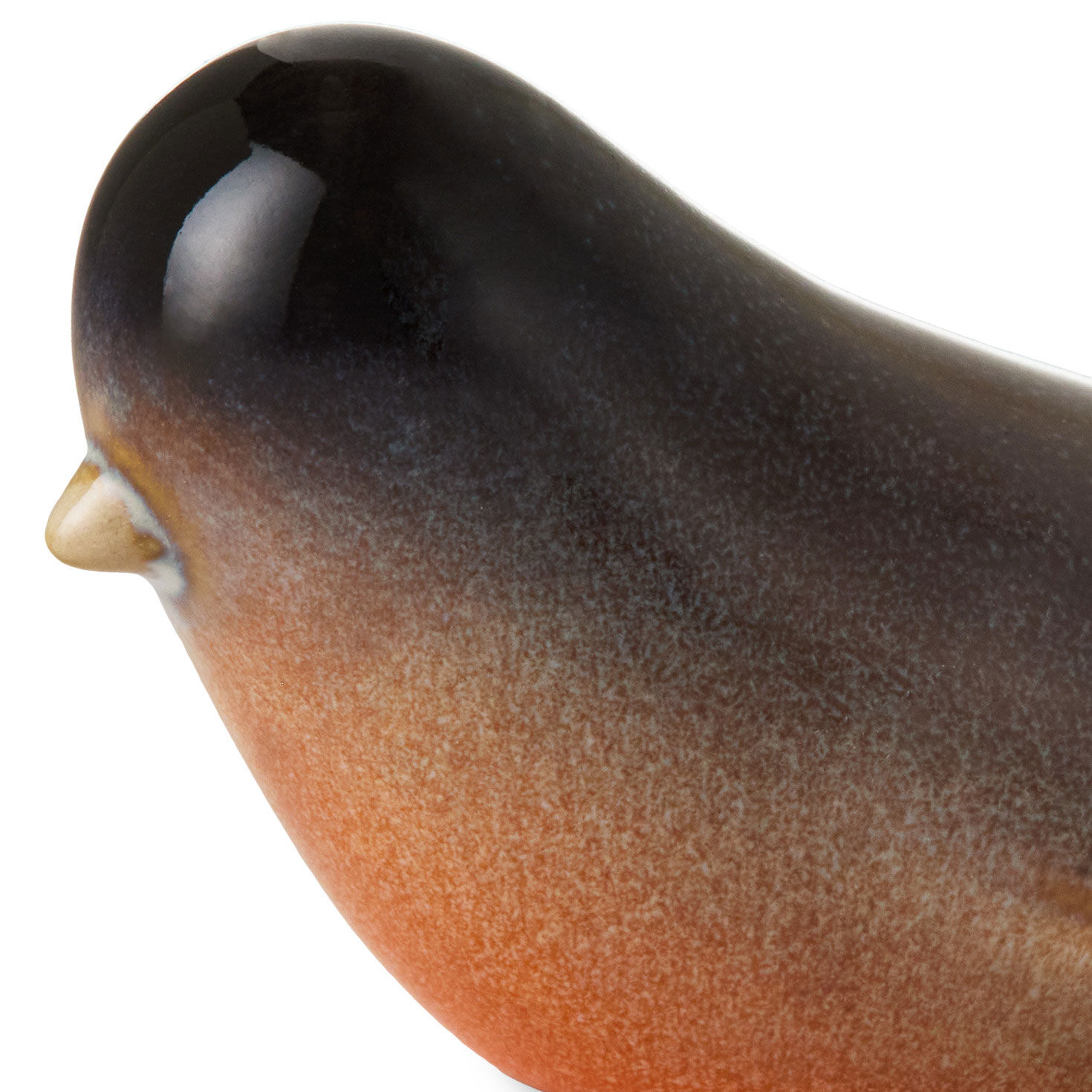 Gray and Red Robin Ceramic Bird Figurine closeup view image number 3