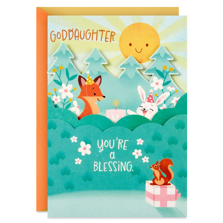 You're a Wonderful Blessing Pop-Up Birthday Card for Goddaughter