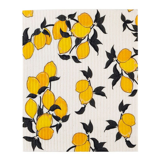 Lemon Print Organic Dishcloth, 