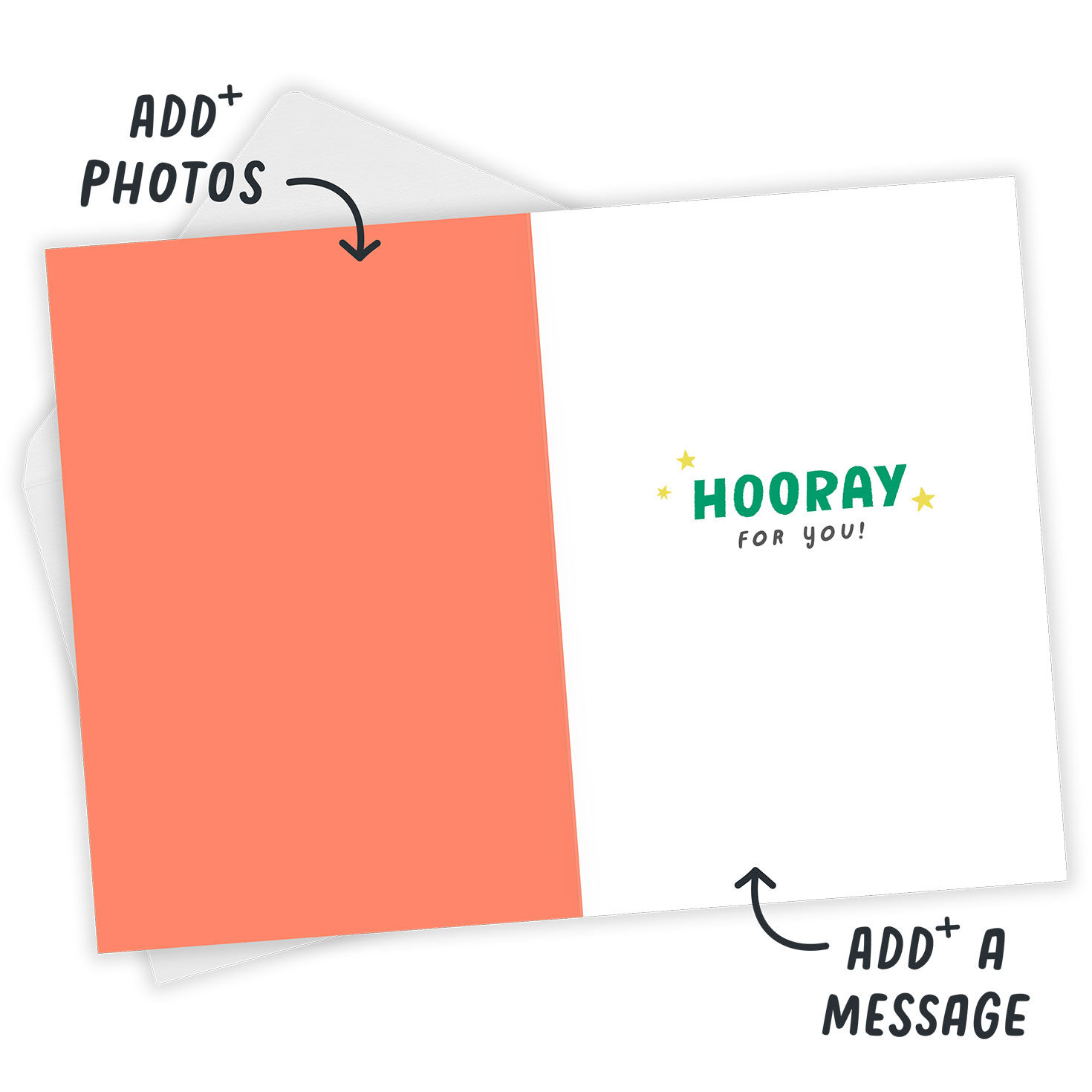 Red Yellow Cat Drawings Personalized Congrats Card Open Card with Envelope indicating personalization image number 3