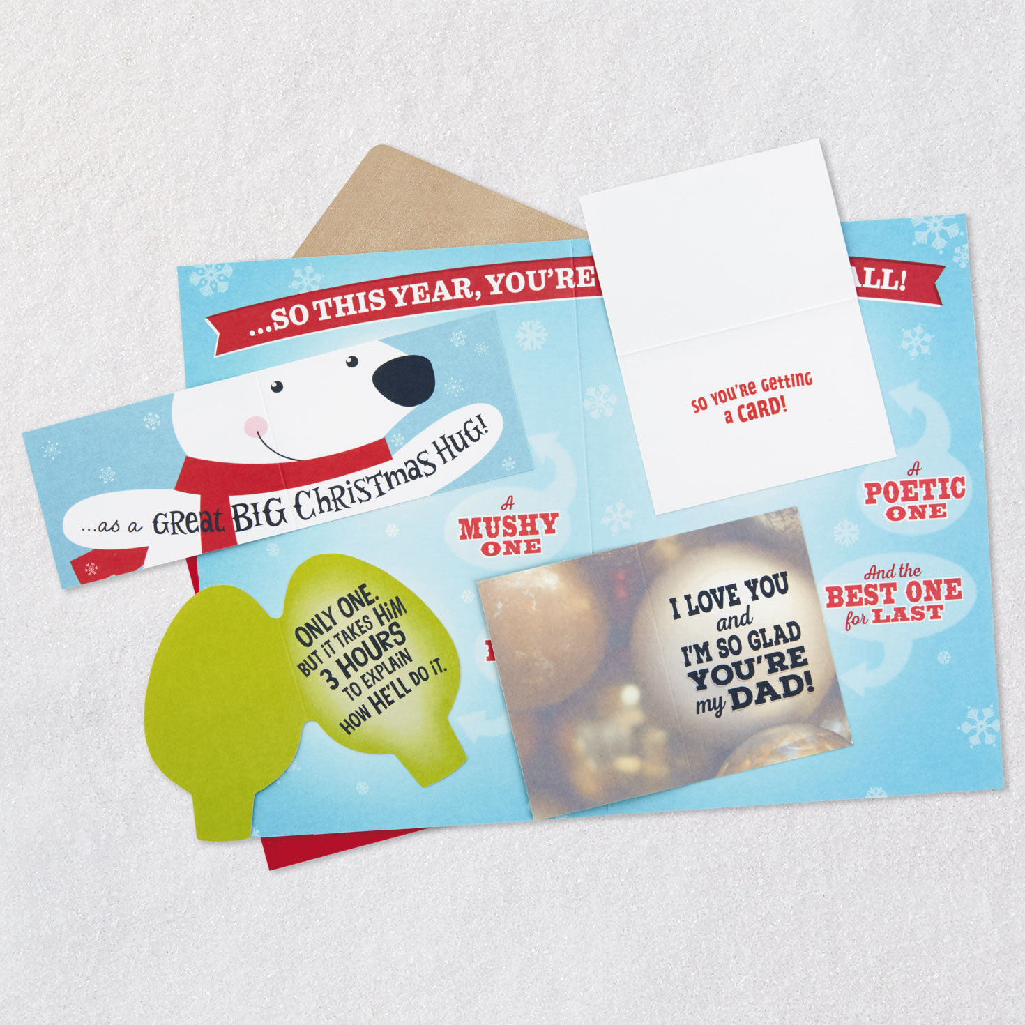 Festive Lettering With Mini Cards Funny Christmas Card for Dad Open card with envelope image number 5