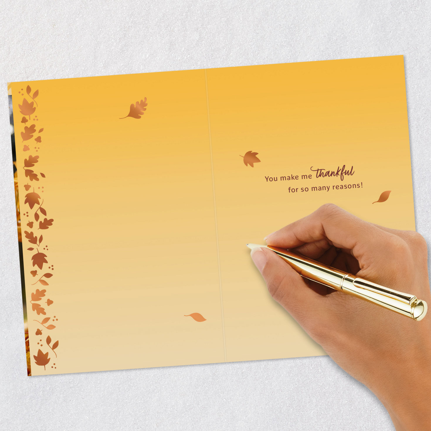 Dog and Autumn Leaves Thank You Card Signing card image number 6