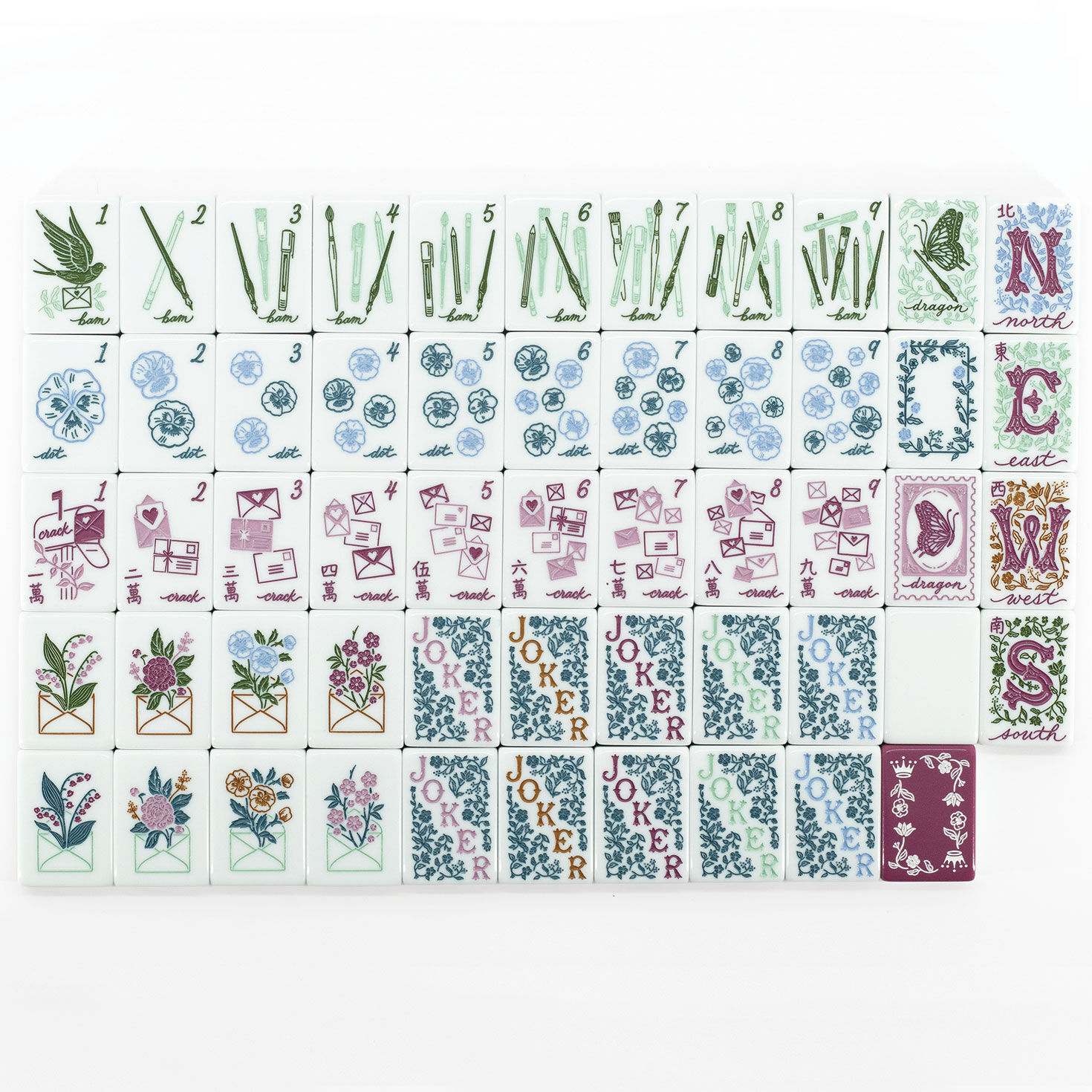 Miss Heirloom Mahjong Tile Set With Mat and Box front flat image number 4