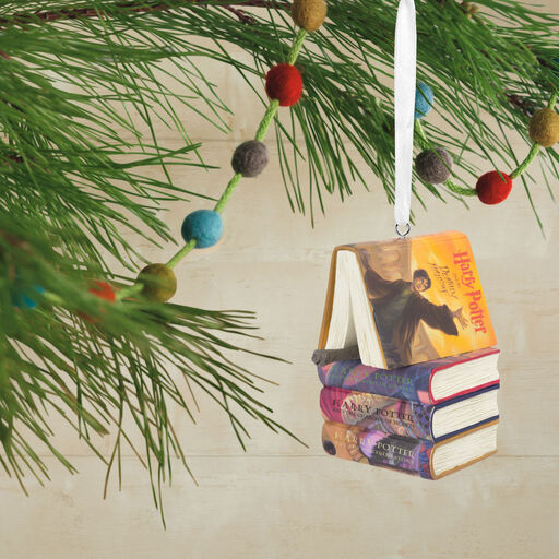 Harry Potter™ Stacked Books With Wand Hallmark Ornament, 