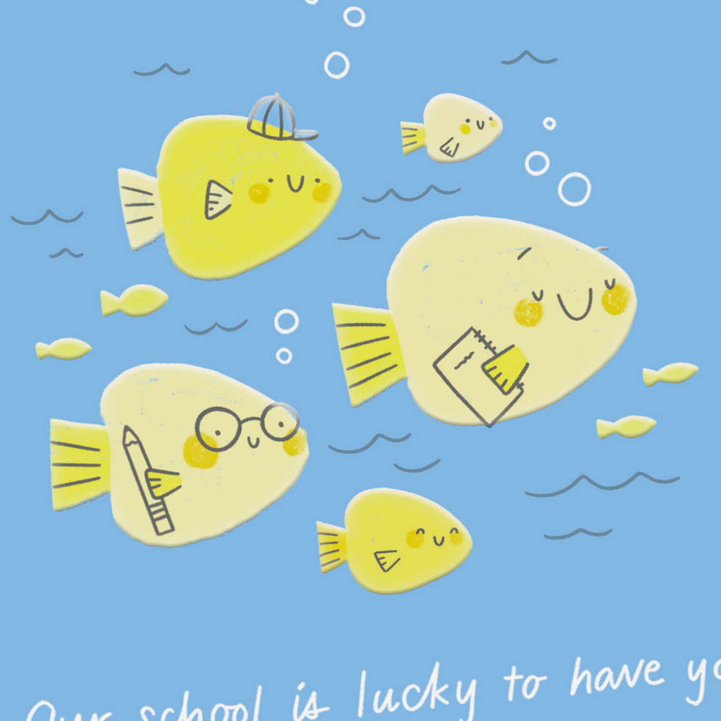 School of Fish Teacher Thank You Card Card Front Detail image number 4