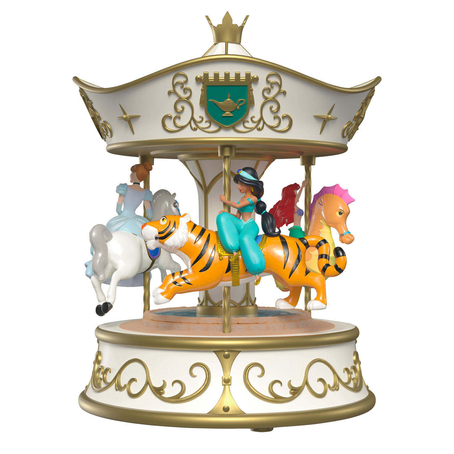 Cinderella Jasmine Ariel Carousel Keepsake Ornament Back image number 6