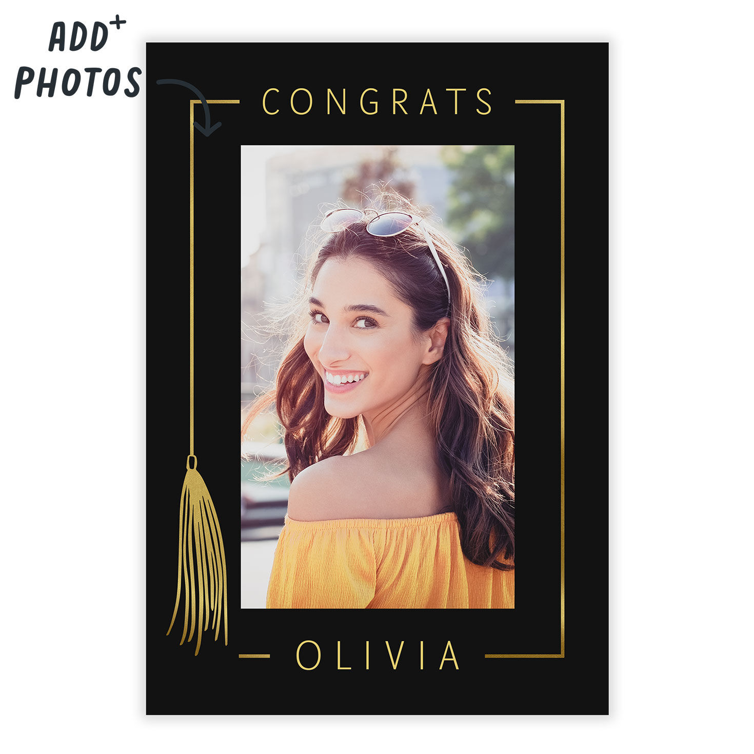 Personalized Gold Tassel Graduation Photo Card  image number 2