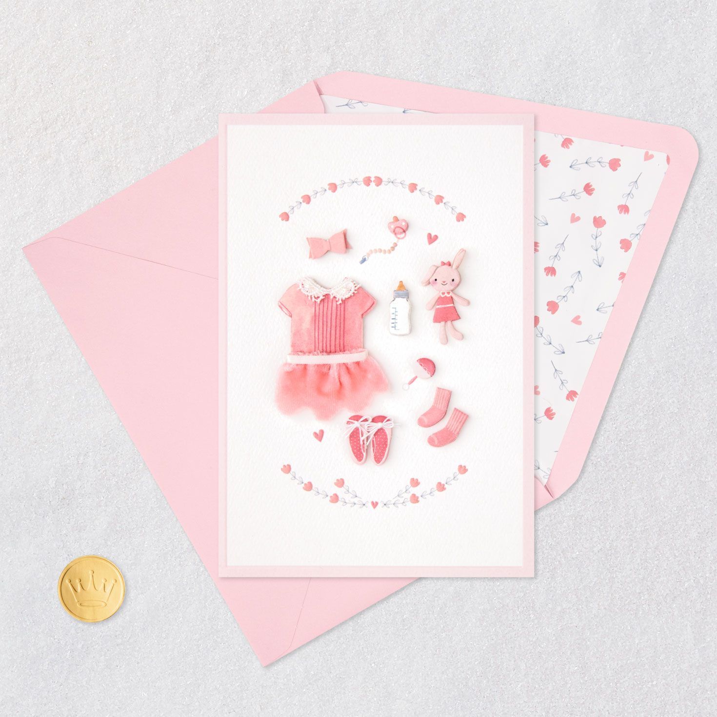 Pink Baby Girl Clothes and Bunny Baby Shower Card Signing card image number 5