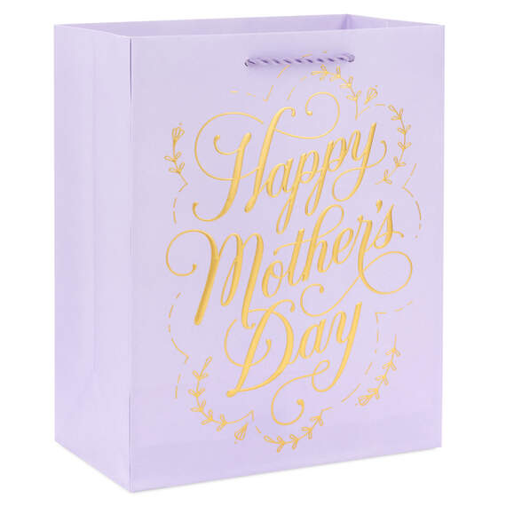 9.6" Gold Script on Lilac Medium Mother's Day Gift Bag
