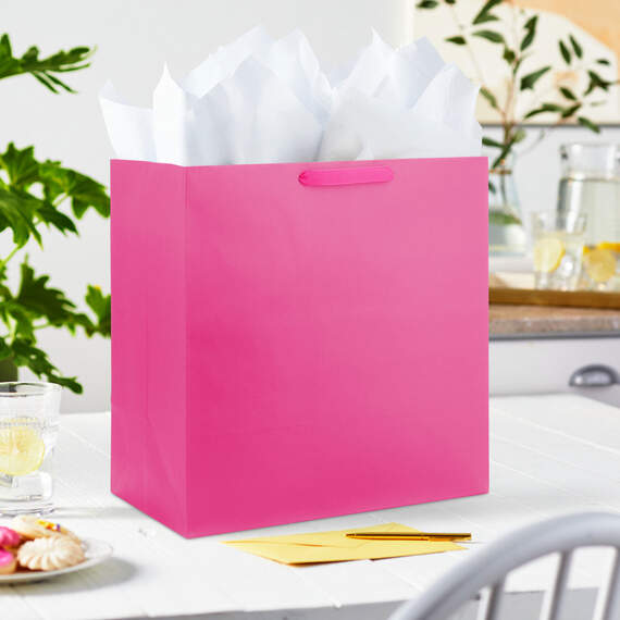 15" Hot Pink Extra-Deep Gift Bag, Hot Pink, large image number 2