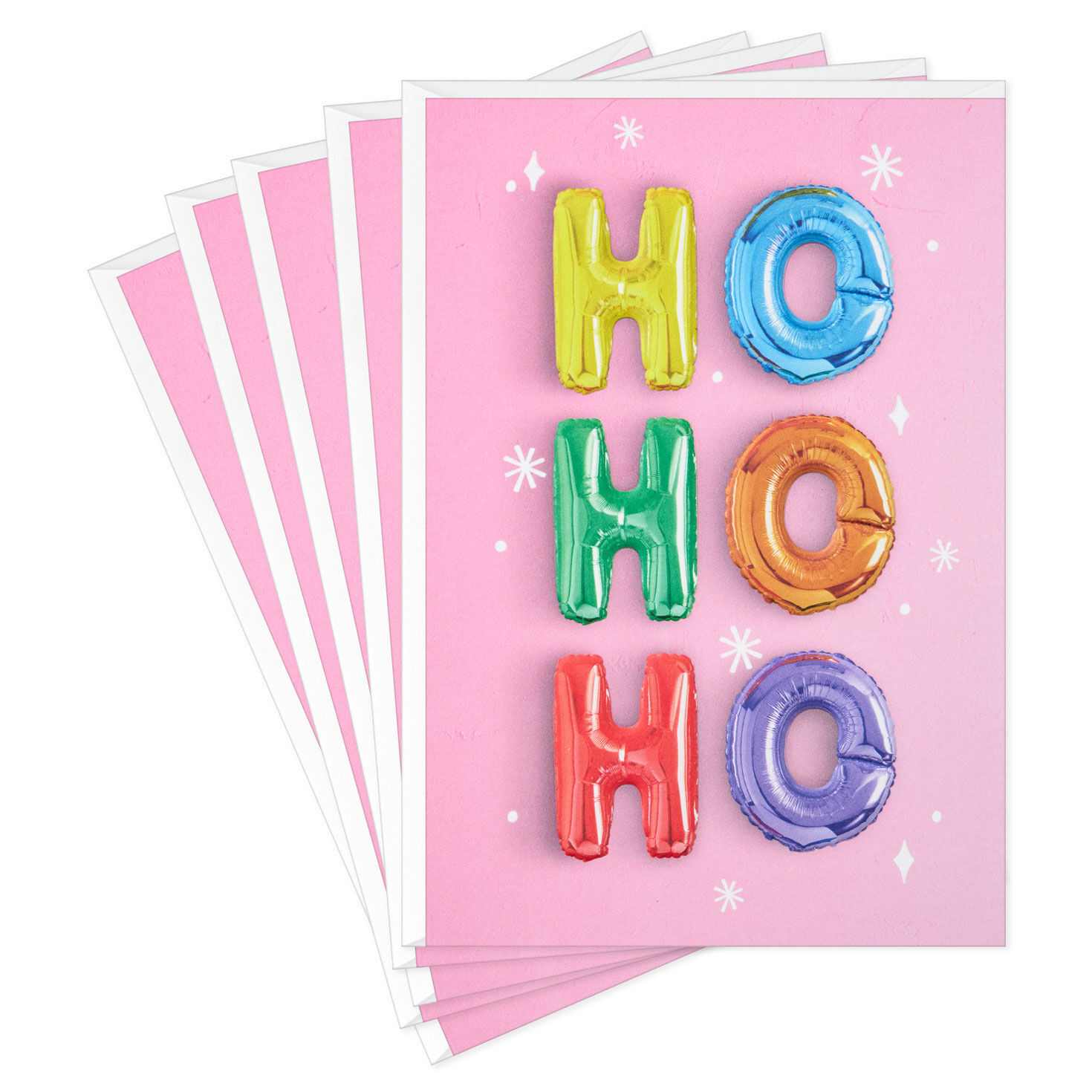 Balloon Letters on Pink Christmas Card Pack fronts fanned image number 2