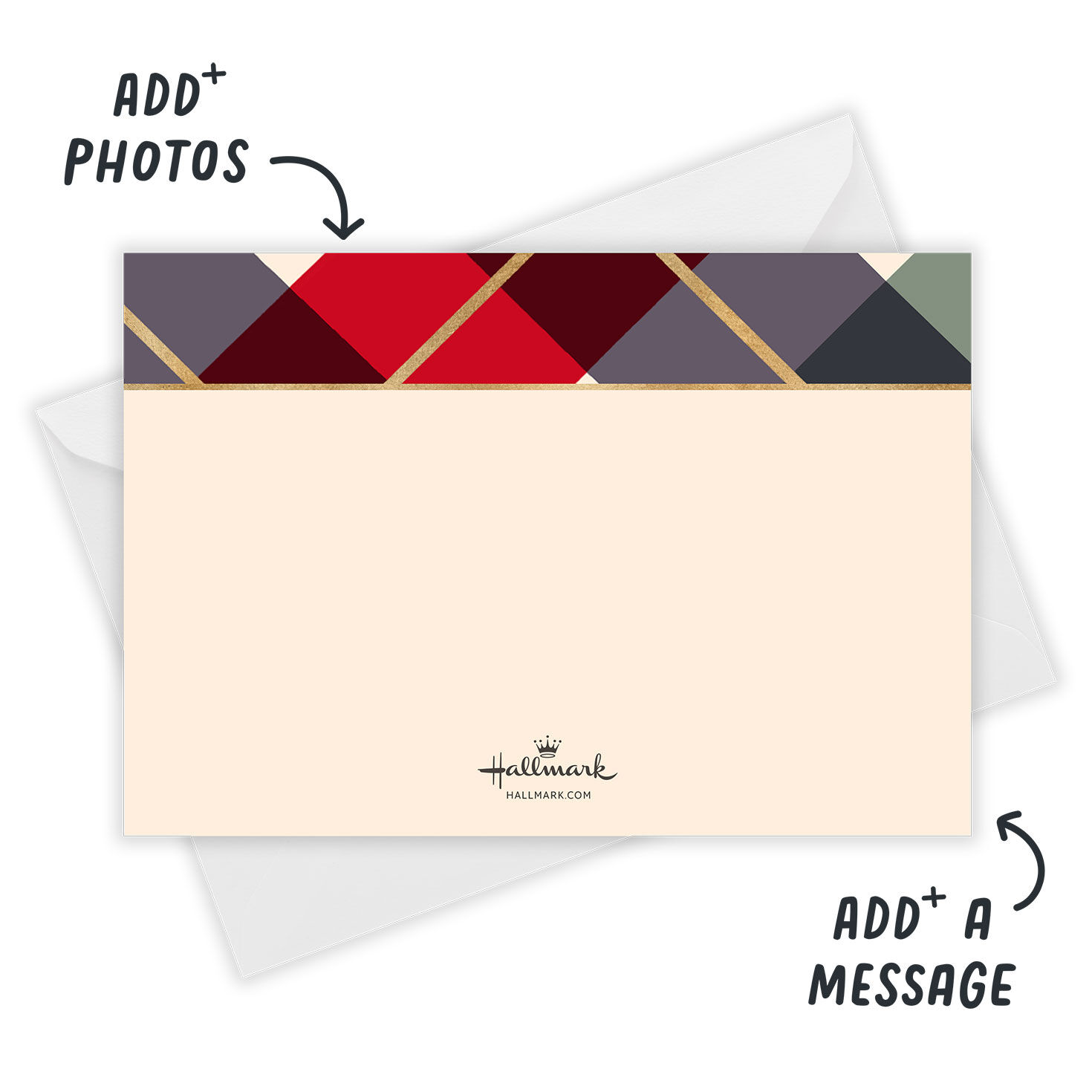 Peace and Love Plaid Flat Christmas Photo Card, , large image number 3